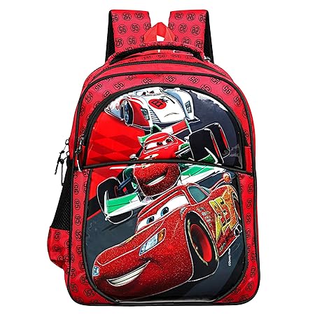 Priority Disney HD Pixar Cars 25 litres Red Polyester Kids School Bag | Casual Backpack for Boys & Girls (Bubblegum)