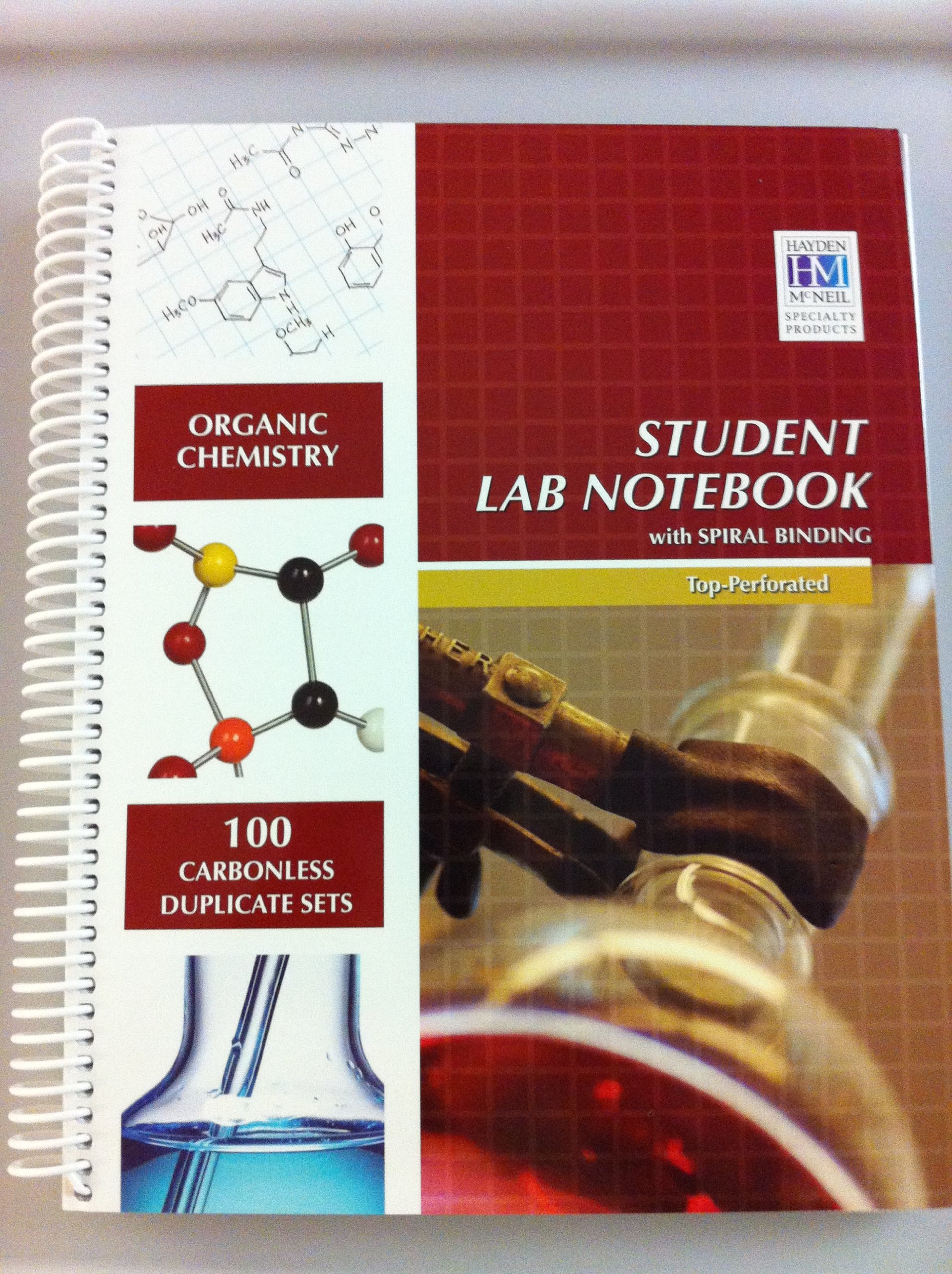 Hayden-McNeilOrganic Chemistry Student Lab Notebook: 100 Carbonless Duplicate Sets. Top Sheet Perforated