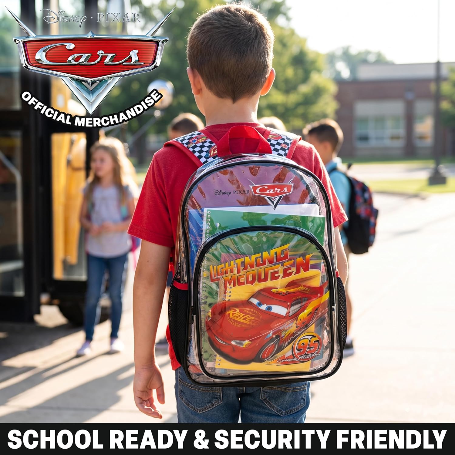 Get Trend Disney Cars Lightning McQueen Boys Clear Backpack for School