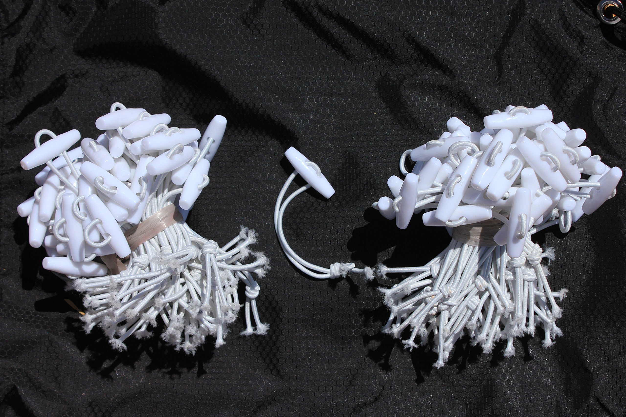 G3ELITE Bungee Soccer Net Fasteners - 110 Pack, White Straps, Reusable 24x8 Soccer Goal Net Attachment Bungie Set