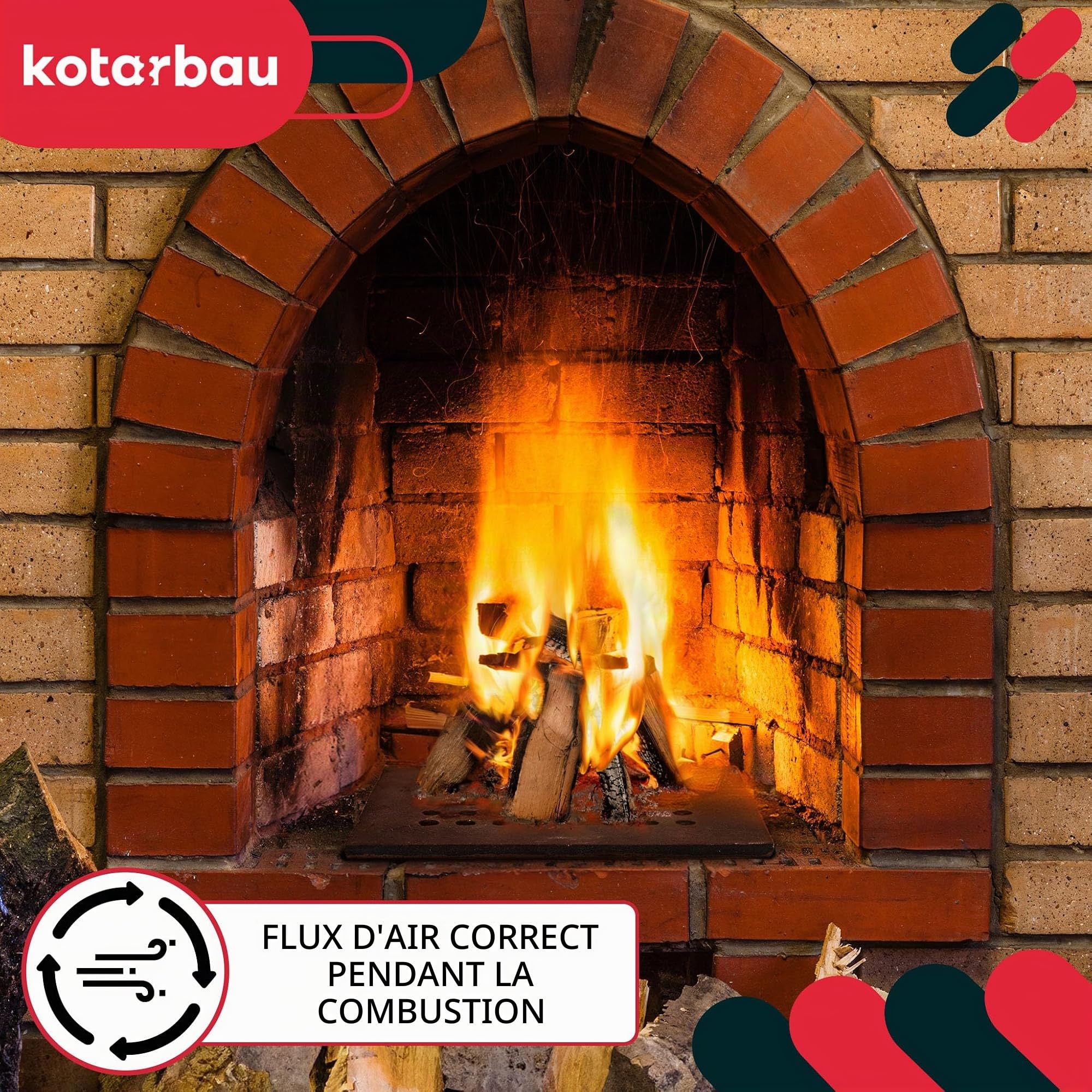 KOTARBAU® Grille Cheminée - Fonte - 30 x 24 cm - Noir - Grille De Décendrage - Robuste - Résistante à la Chaleur - Facile à Nettoyer