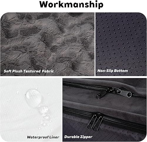 Miniatura 5 de Sofá ortopédico para perros de gran tamaño con soporte de espuma de huevo, cojines de cuatro lados, tela suave resistente al desgarro y funda de