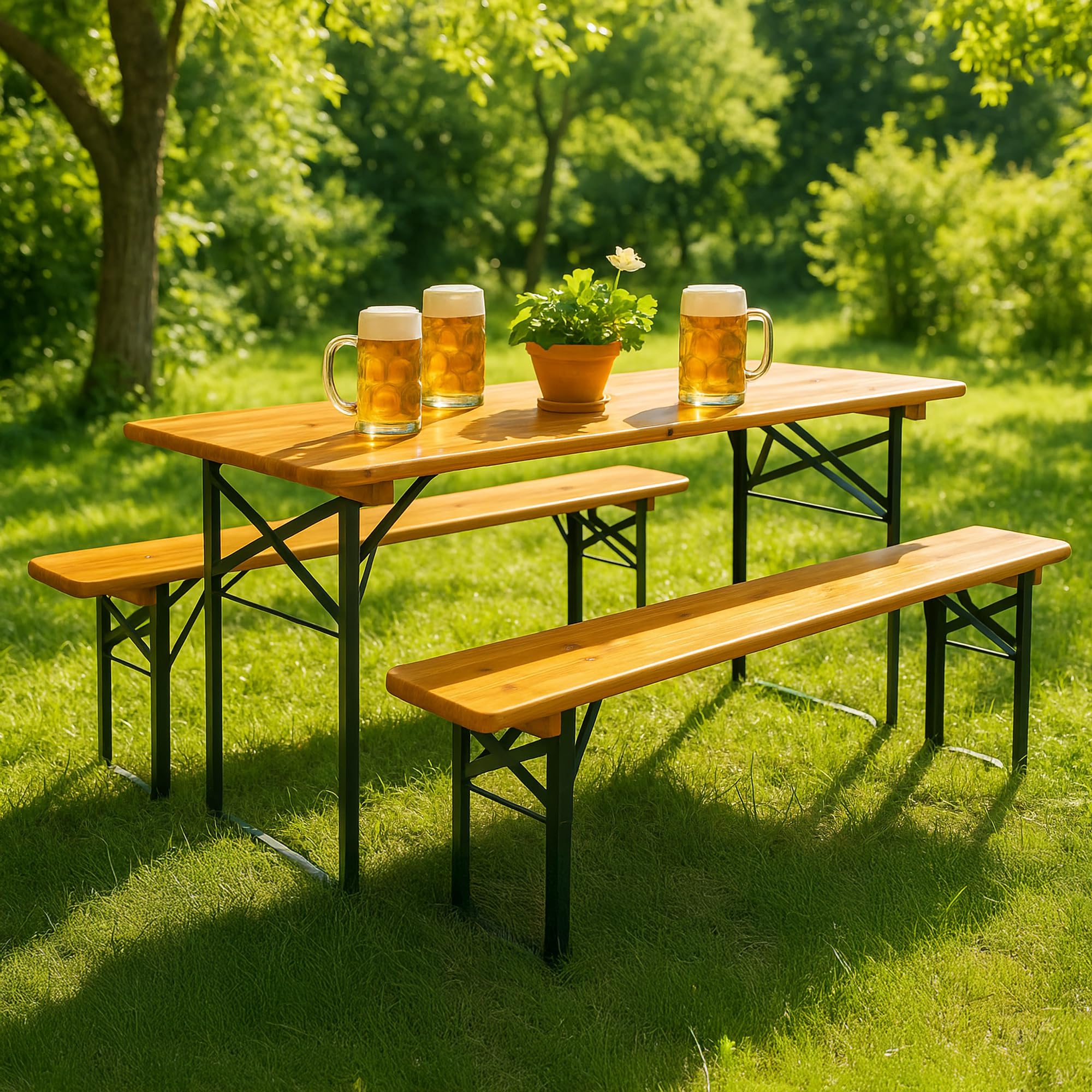 Stagecaptain BBT-117 Hirschgarten Table de Jardin 117 cm - Table de Brasserie Pliable Robuste
