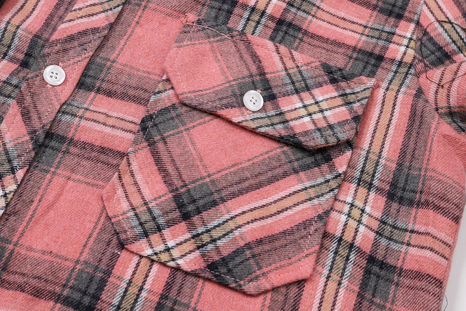 SANGTREE Mens and Boys Plaid Flannel Shirt Long Sleeve Casual Button Down Western Shirts with Chest Pockets - Image 7