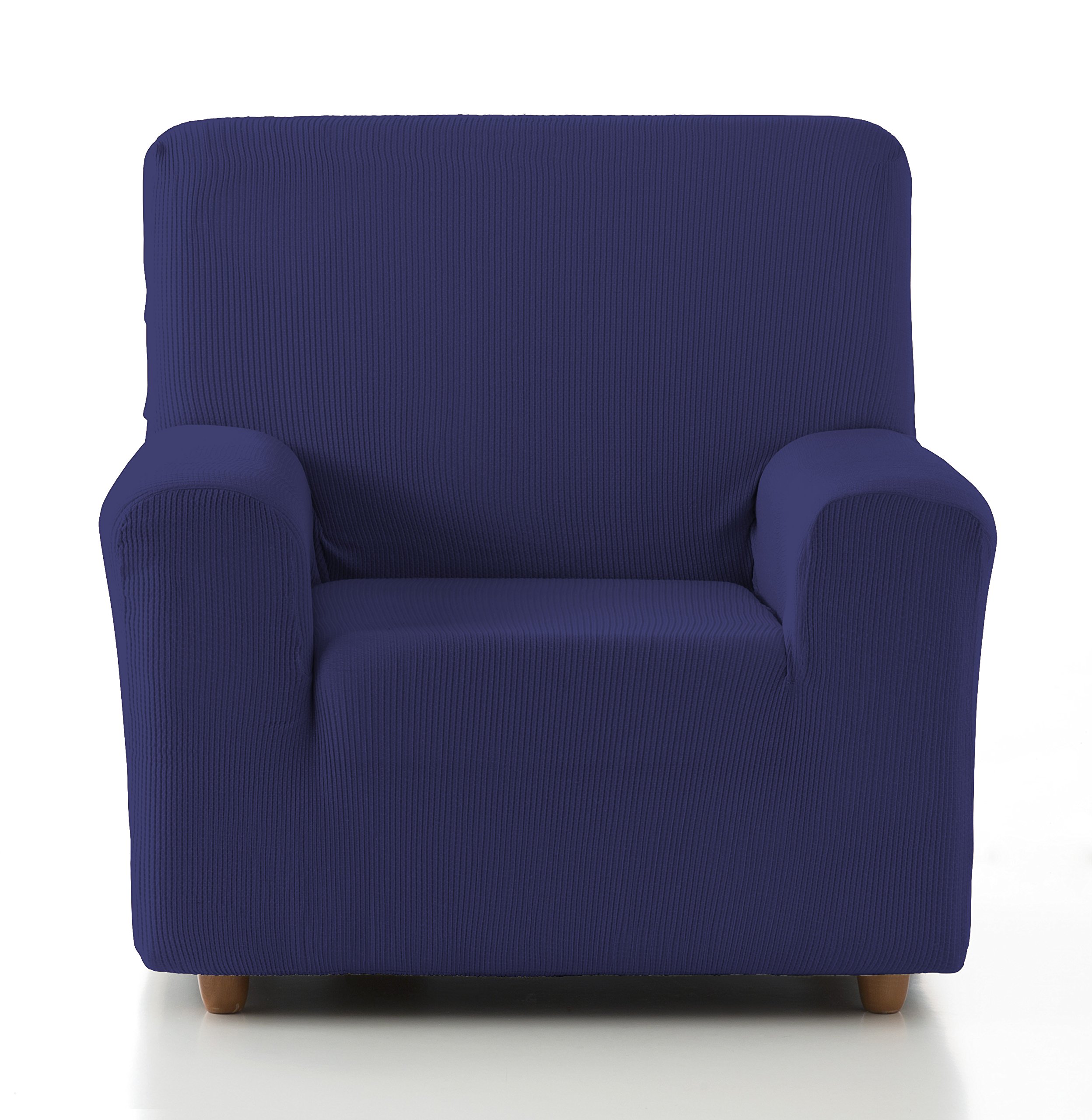 Eiffel Textile - Funda para Sillon 1 Plaza. Funda de Sofá Elástica. Cubre Sofa Antimanchas. Protector Sofa Adaptable. Fundas para Sofa Modelo Rústica. Color Azul. 1 Plaza (70-110 cm)