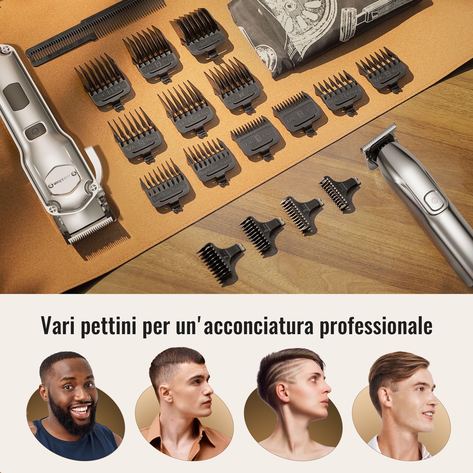 Tagliacapelli uomo professionale & T-blade, Macchinetta per capelli, Regolabarba, Tagliacapelli elettrico, set da toelettatura IPX7 impermeabile ricaricabile per uomo