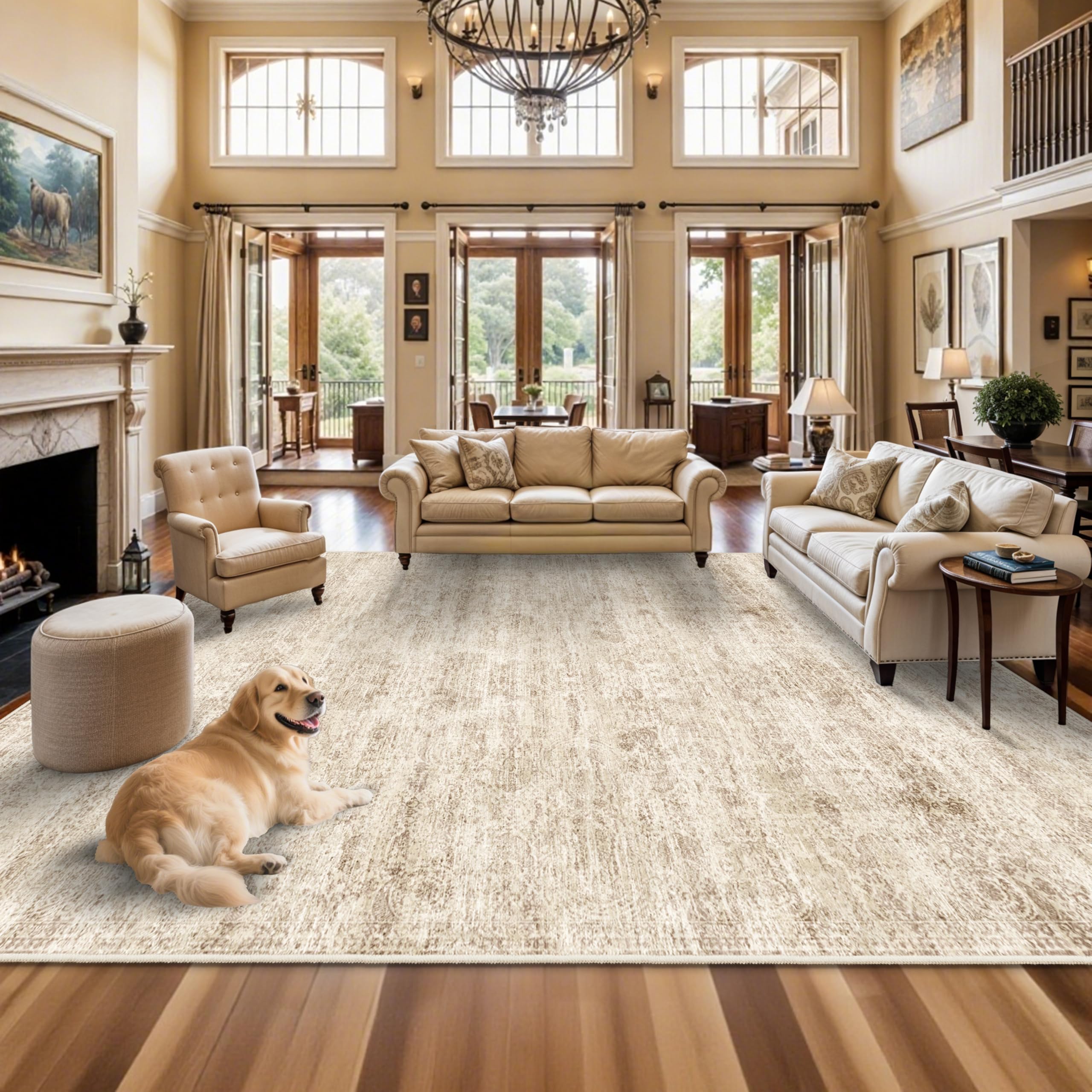 Photo 1 of ***SIMILAR***
***NO SIZE***
TOPRUUG Washable 12x15 Area Rug - Extra Large Rugs for Living Room Soft Low Pile Carpet for Bedroom Non-Slip Stain Resistant Vintage Indoor Floor Carpets (Beige Brown, 12x15)