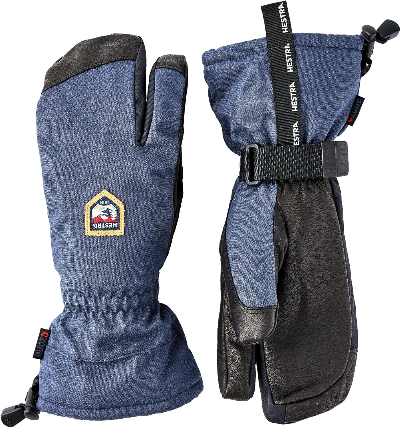 Hestra Unisex CZone Mountain 3-Finger Glove, Waterproof, Windproof Leather Alpine Ski Glove for Men & Women