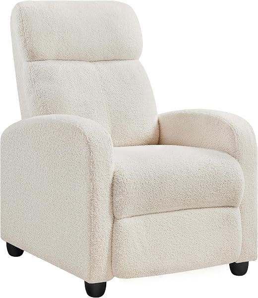 Yaheetech Recliner Armchair Boucle Fabric Adjustable Ivory