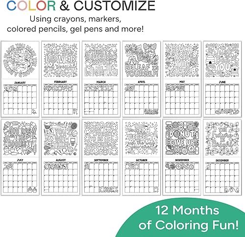 Miniatura 3 de Tiny Expressions - Calendario inspirador para colorear 2025 - Calendario de pared 2025 con texto en inglés «Today is a Good Day» para niños – 12