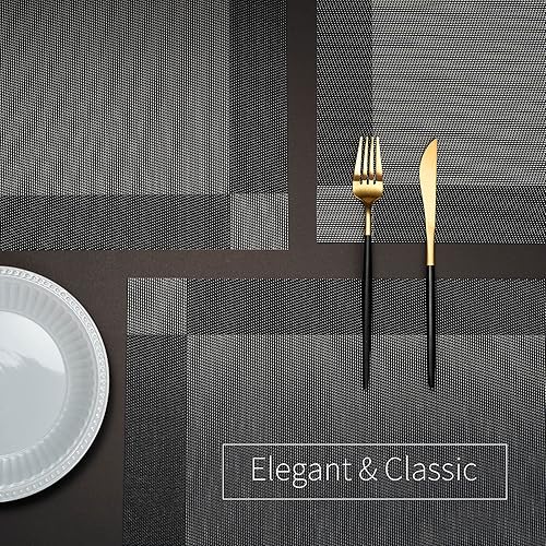 Miniatura 6 de AHHFSMEI Juego de 8 manteles individuales para mesa de comedor, manteles individuales de vinilo tejido de plástico, antideslizantes, aislamiento de