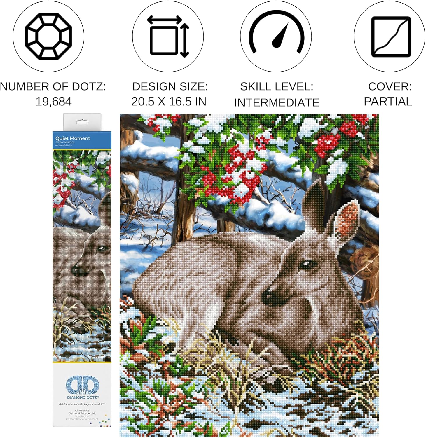 DIAMOND DOTZ Quiet Moment Deer Diamond Painting Kits for Adults - Diamond Art Kits a Relaxing Creative Craft Kit with Dotz Gems 20.5"x16.5"