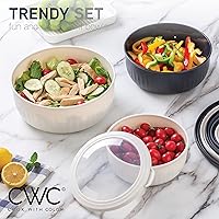 Vista 2 de COOK WITH COLOR Prep Bowls with Lids- Wide and Deep Nesting Plastic Small Mixing Bowl Set with Lids, 12 Piece Set - Wide Bowls, Speckled Black