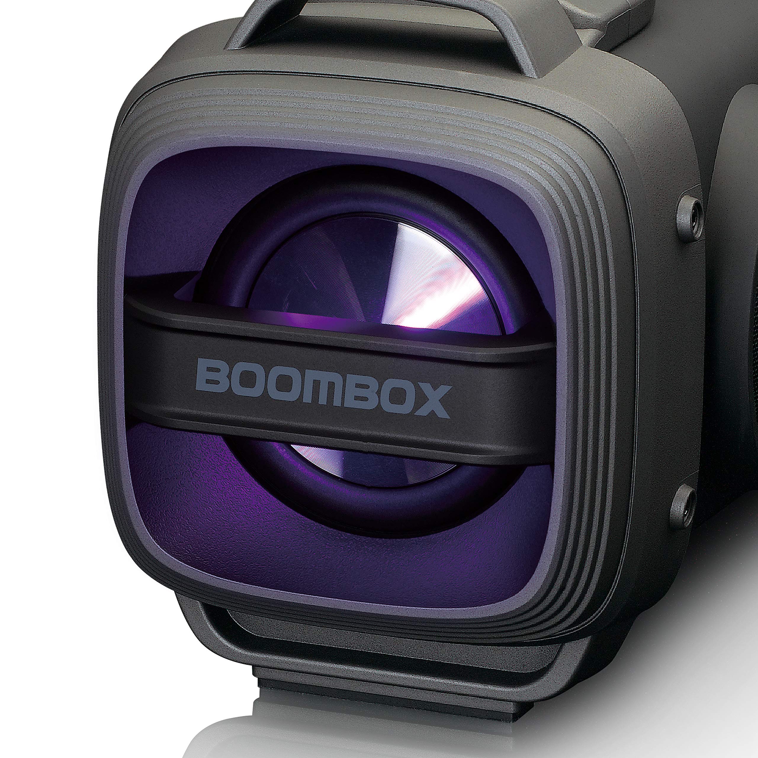 Lenco SPR-200 Boombox - Spritzwassergeschützt - Bluetooth 5.0 - FM Radio - TWS - Equalizer - 50 Watt RMS - integrierter Akku mit 4400mAh - USB - Micro SD - 3,5mm - Schwarz