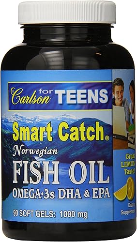 Carlson Labs Smart Catch - Aceite de pescado para adolescentes, 1000 mg, 90 cápsulas blandas disponible en Yaxa Peru