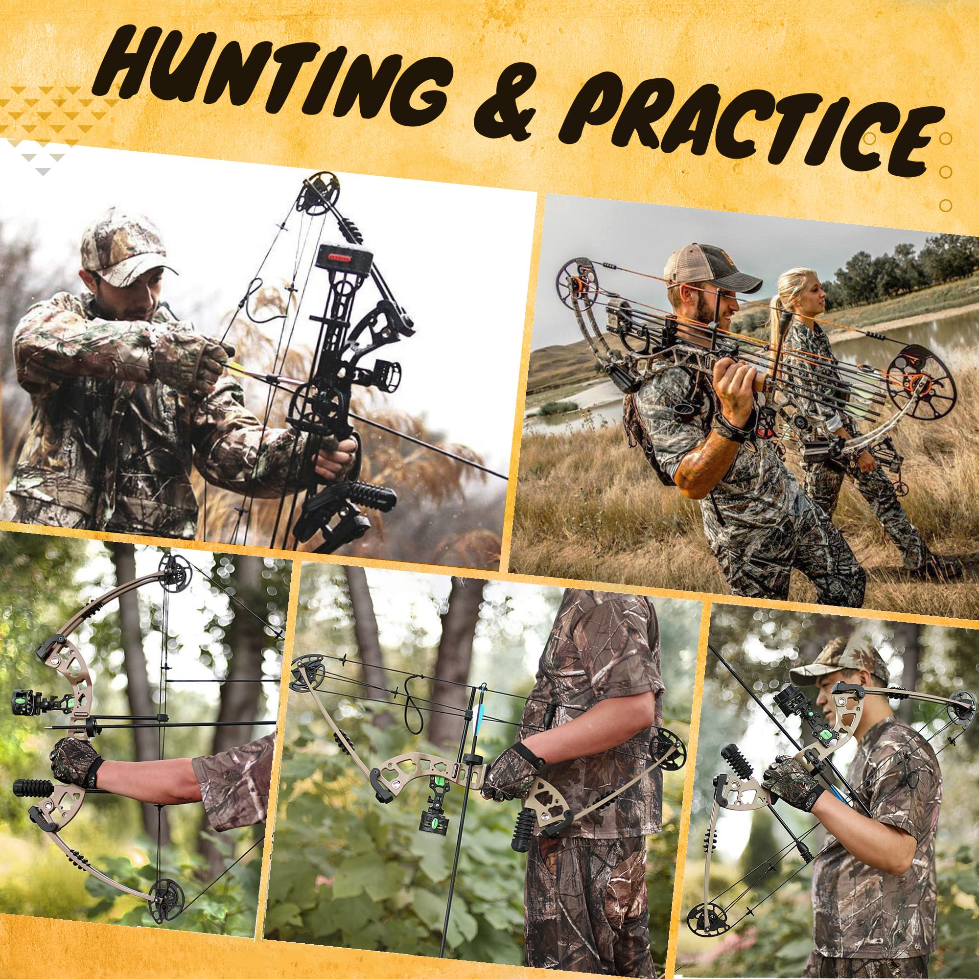 Arc à Poulies Adulte Compound 10-45 lbs 325fps Set Chasse Débutants Professionnel