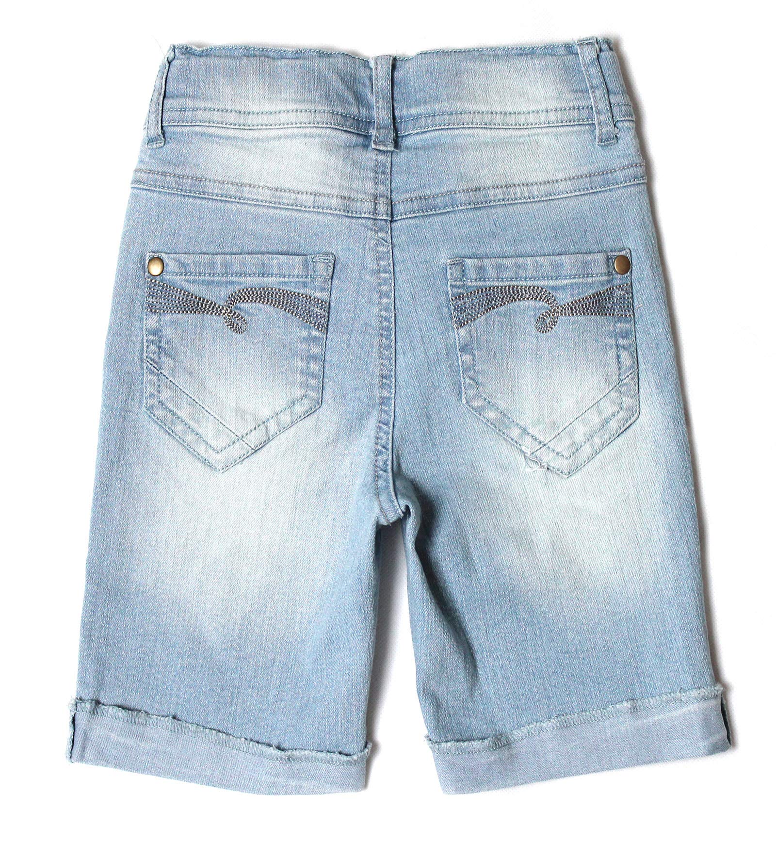 Bienzoe Pantaloncini in jeans da ragazza: pantaloncini elasticizzati a vita bassa per bambini - da indossare tutto il giorno - perfetti per le attività estive