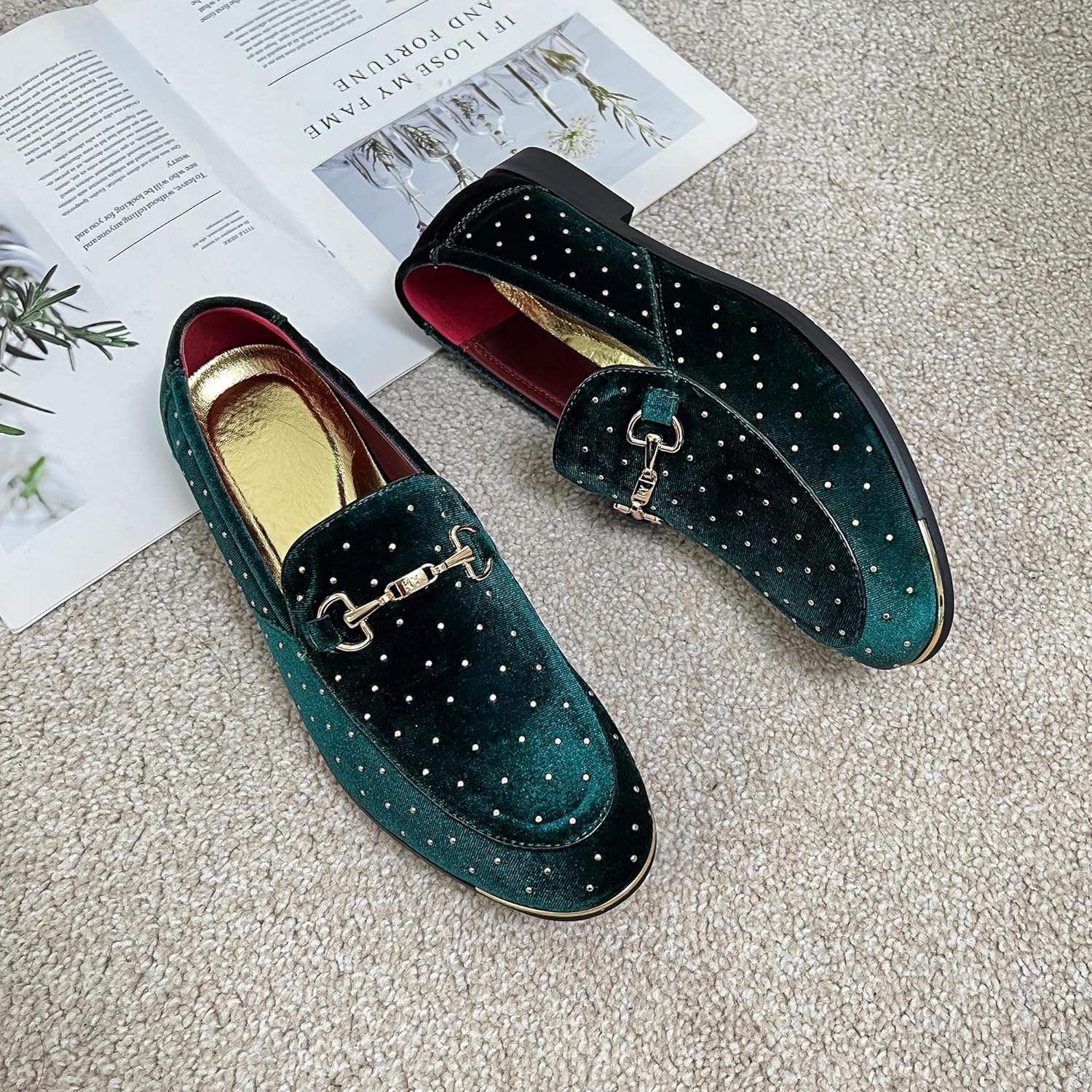 LCQL Men's Luxury Velvet Penny Loafer Shoes Noble Slip-on Suede Loafers Smoking Slippers Plus Size 7-13 - Image 4