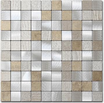 Peel and Stick Squares Backsplash Tiles Beige Champagne 10pcs