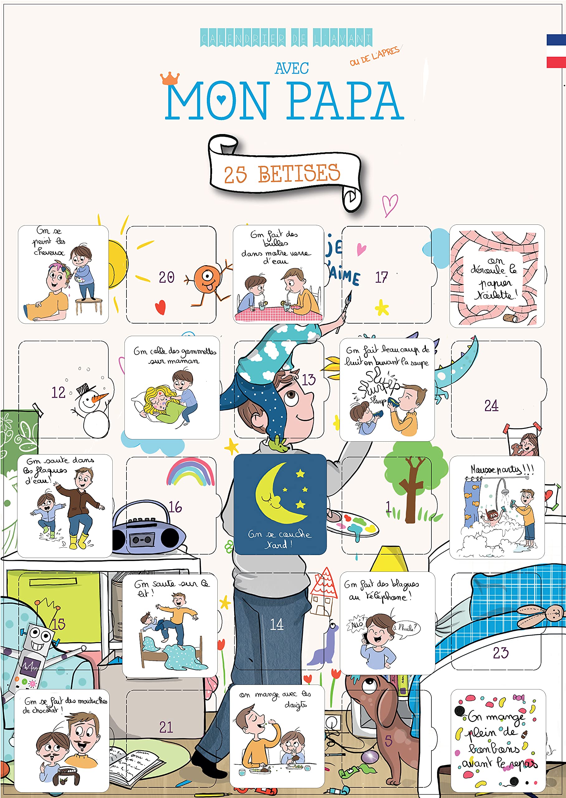 Calendrier de l'avant pour papa avec 25 bêtises père-fille ou père-fils - Premières fêtes des pères