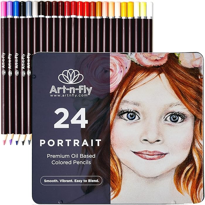 Buy 24 Oil Based Skin Tone Colored Pencils Set in Tin Box Art Skin