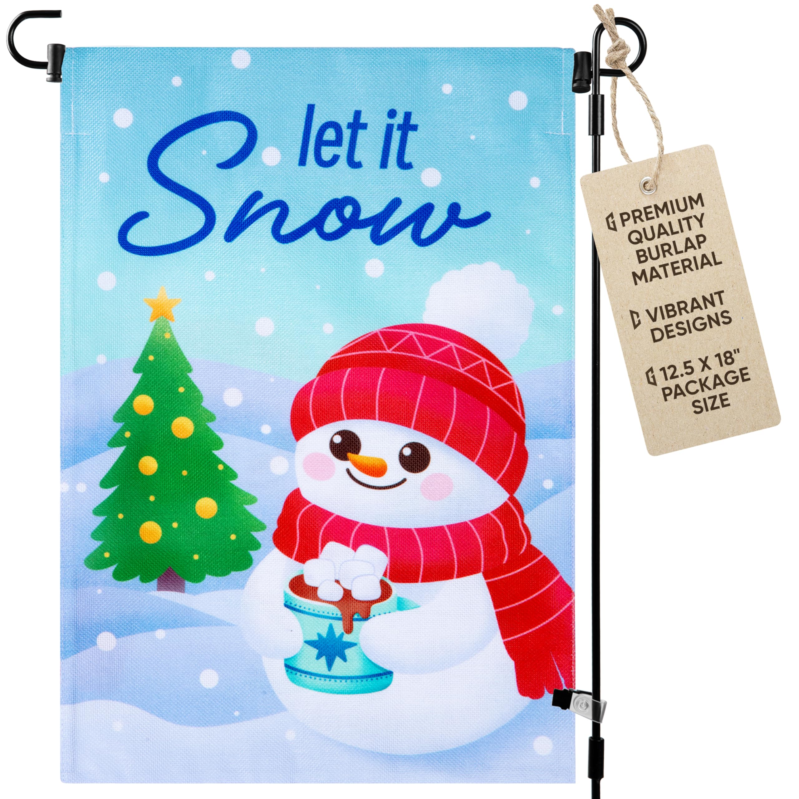 Winter Garden Flag 12.5 x 18 Inch – Double-Sided Snowman Garden Flag, Weather & UV-Resistant Yard Flags for Outside, Perfect for Garden & Lawn Decoration