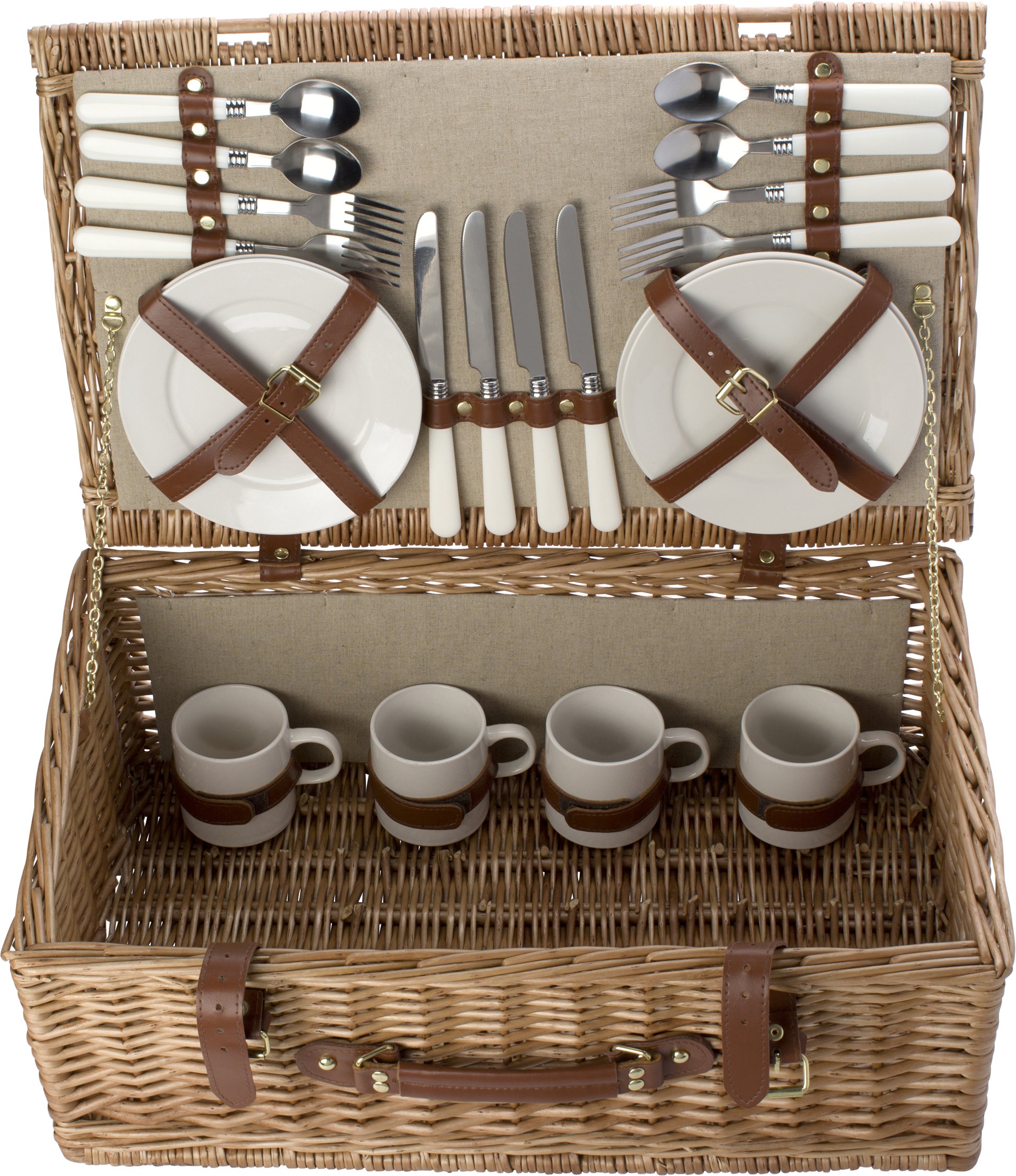 «premium» de pique-nique pour 4 personnes, chacune comprenant 4 couteaux, fourchettes, cuillères à café, assiettes et kaffeebechern. : 54 x 34 x 20 cm