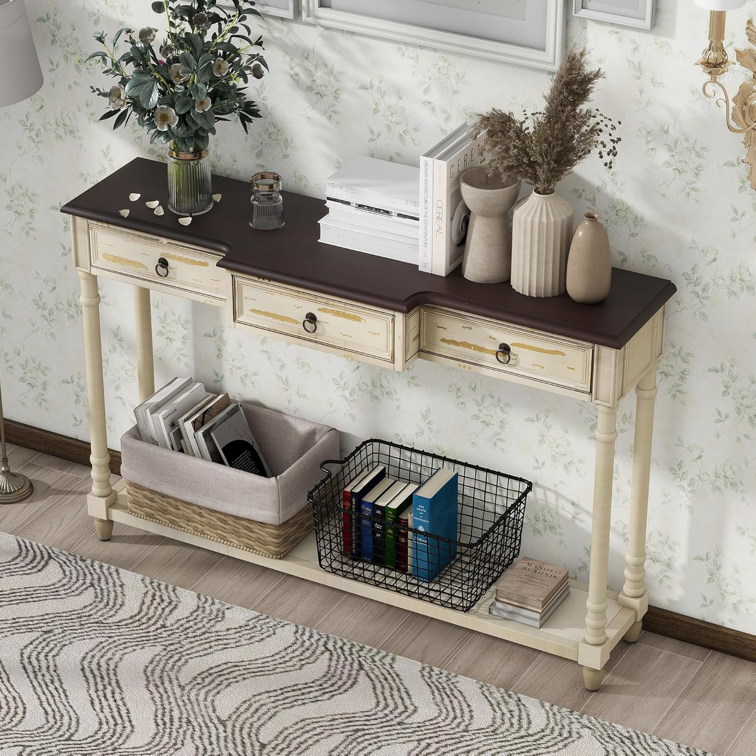 Merax Narrow Console Table, 51" Long Entryway Table with 3