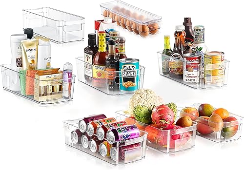 NutriChef Contenedores de almacenamiento para refrigerador de 8 piezas, organizadores apilables para refrigerador, cocina, encimeras, armarios y