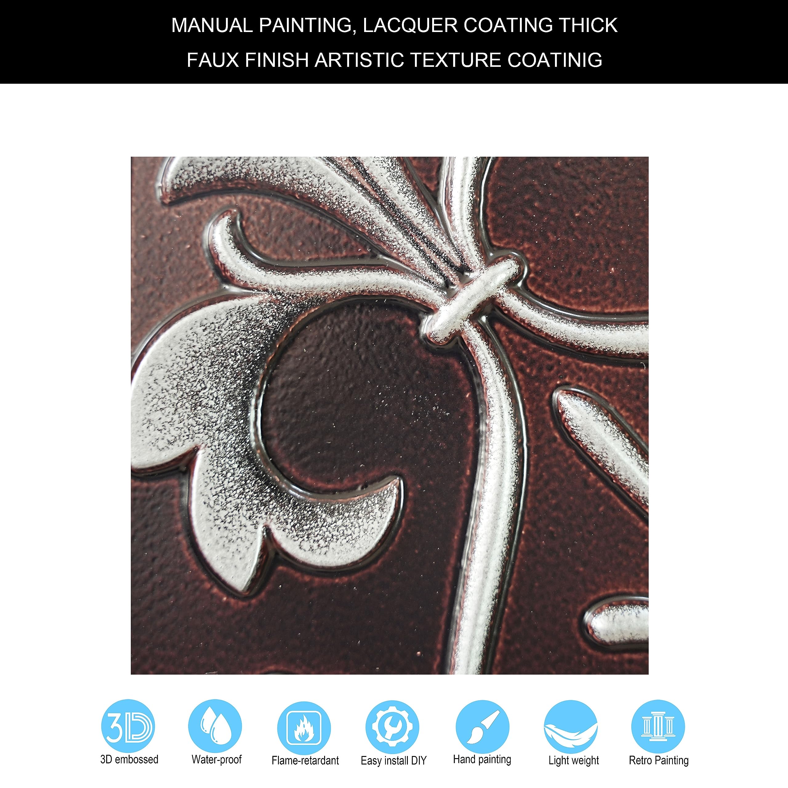Panel de PVC para decoración de paredes，Decoración de arte con azulejos de techo de hojalata，(PVC de 24"x24")，PL70 Plata tradicional 10piezas