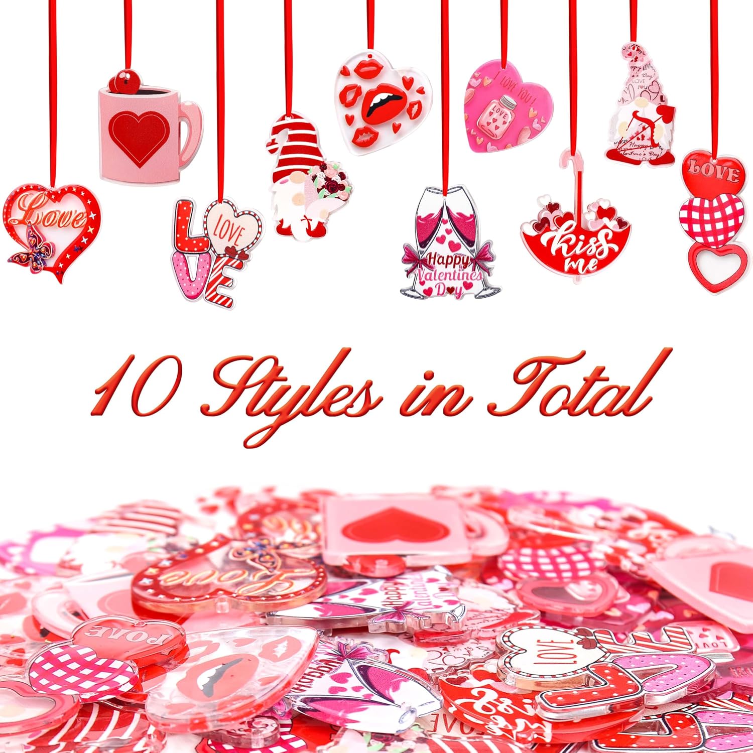 Valentine's Day Acrylic Charm Blanks, 20PCs Heart-Shaped Acrylic Charms for Keychain Making, DIY Bag Accessories, Jewelry Making, Window Hanging Decor, Gift Crafting Supplies for Valentine Gifts image 3