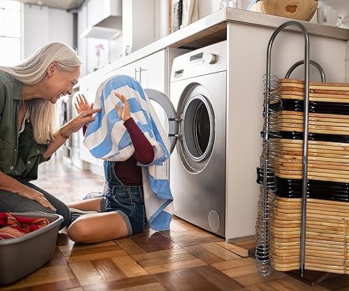 Miniatura 7 de VCREATC Apilador de perchas, soporte organizador de percha de ropa, estante de almacenamiento portátil de madera, soporte grande de alambre y