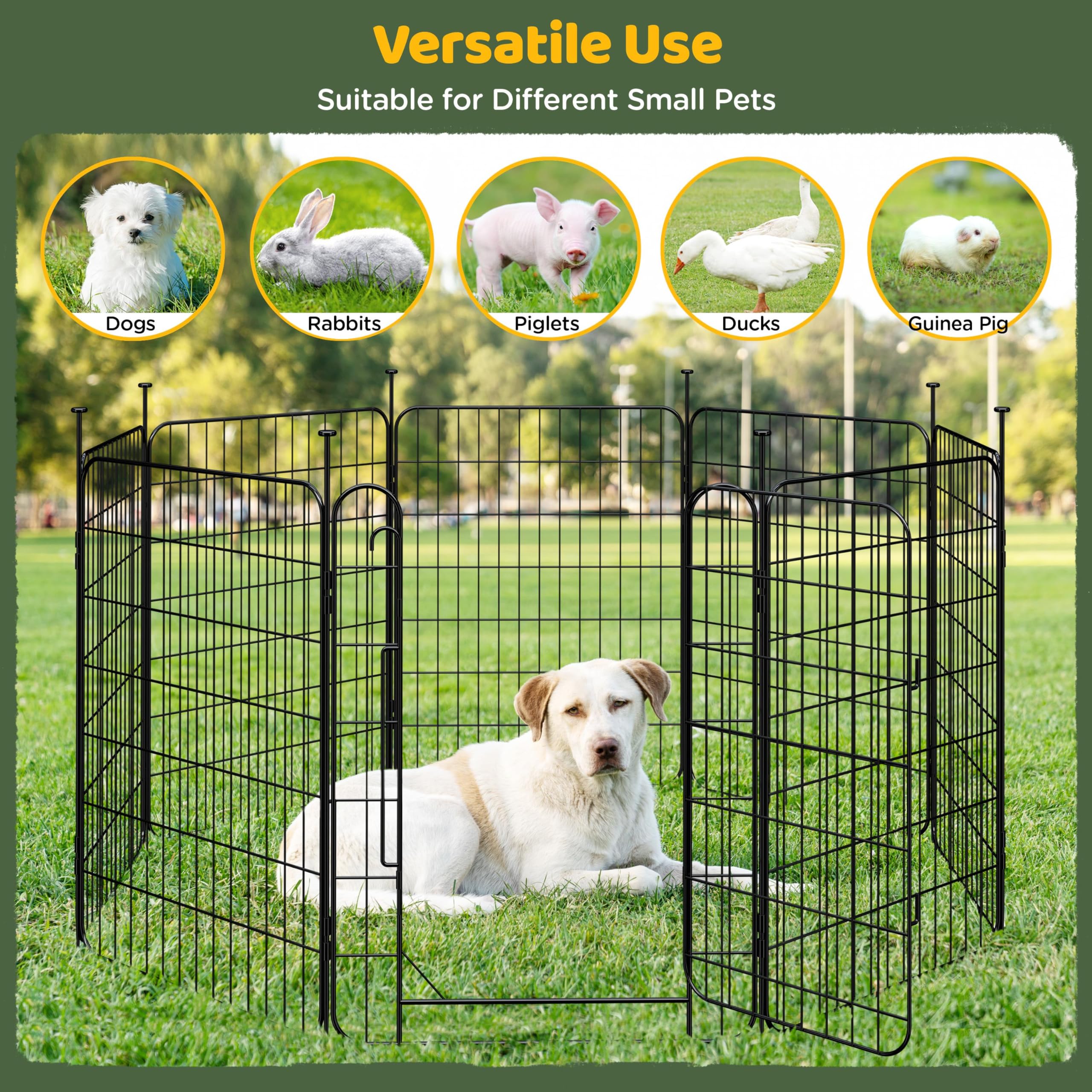 Abician Parc Enclos Chien Chiot Lapin Rongeur Clôture en Métal 60 * 80cm