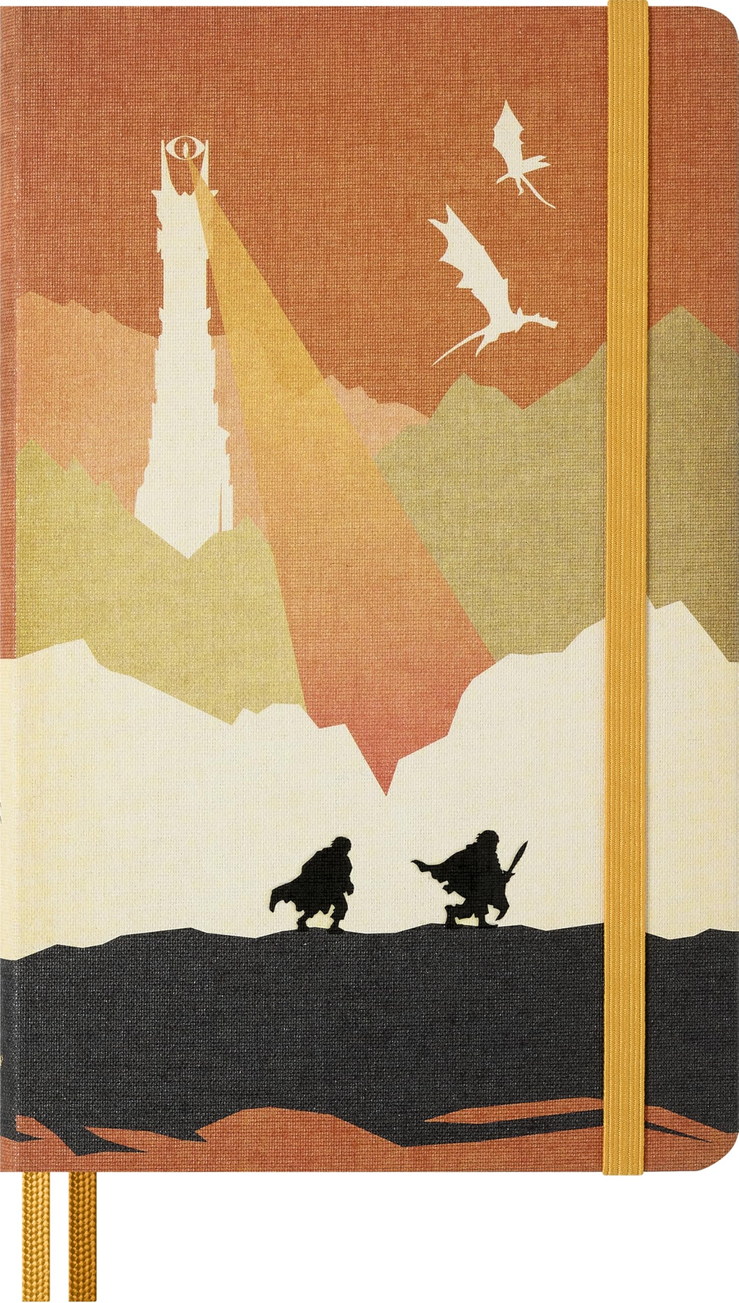 Moleskine The Lord of the Rings Plain Notebook, Hard Canvas Cover with Elastic Closure, Themed Bookmarks and Stickers, Frodo and Sam, Large Size 13 x 21 cm