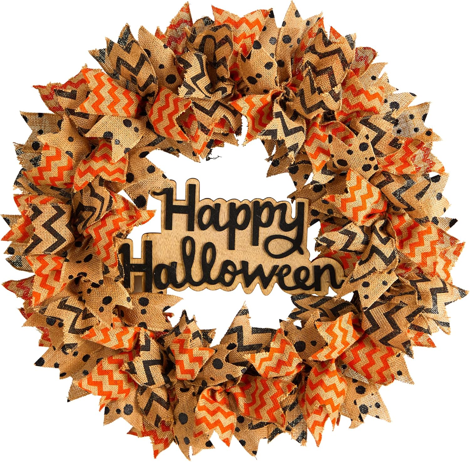 Nearly Natural 30in. Halloween Burlap Ribbon Wreath