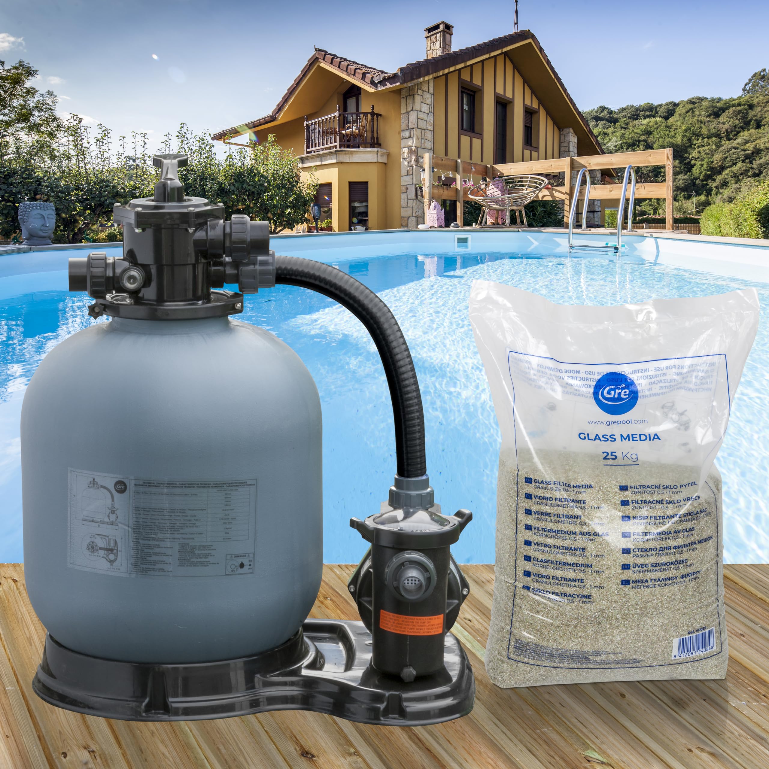 Gre VF025 - Verre Filtrant pour Piscine, Sac de 25 kg 70 x 30 x 10 cm