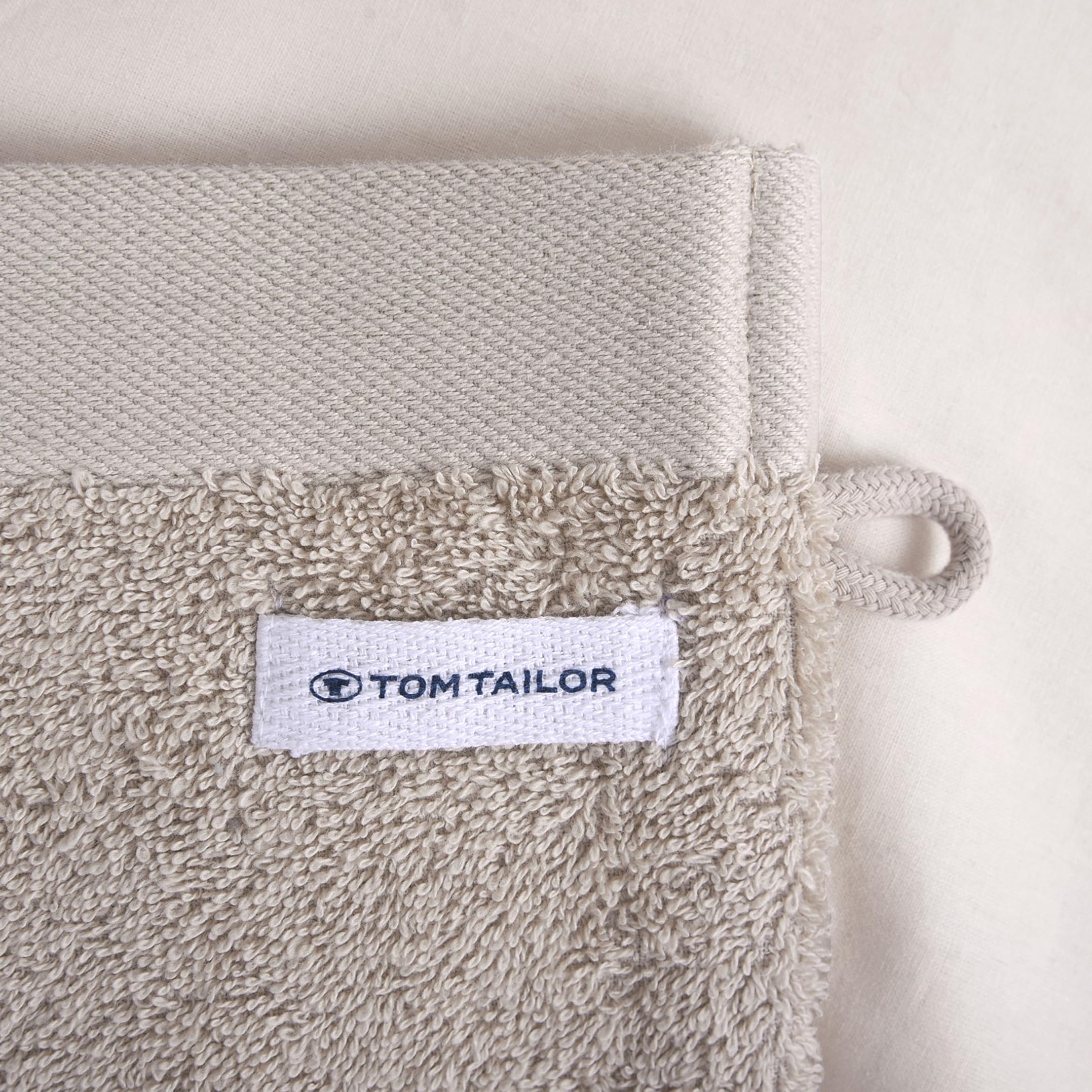 Herding Tom Tailor Wash Mitts Set of 6 16 x 21 cm 100% Cotton Terry Cloth with Hanger and Label with Logo - Image 2