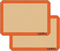 MMmat German Silicone Baking Mats, Set of 2 - Non-Stick Non-Slip Half Sheet Reusable Oven Liners for Cookies, Bread, Pastry