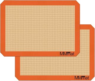 MMmat German Silicone Baking Mats Non-Stick Non-Slip Half Sheet Set of 2 Reusable Oven Liners 11.6x16.5in