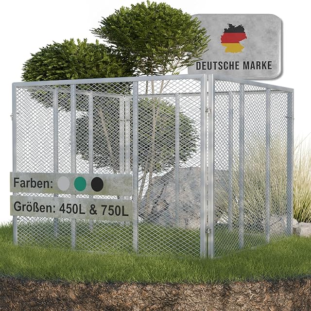 Heimfleiss Heimfleiss® Komposter Garten 100x100x75 cm | 750L Metallkomposter verzinkt & pulverbeschichtet | Metall Kompostbehälter für Rasenschnitt & Biomüll | Gartenkomposter mit Stecksystem | Kompost Behälter — Komposter
