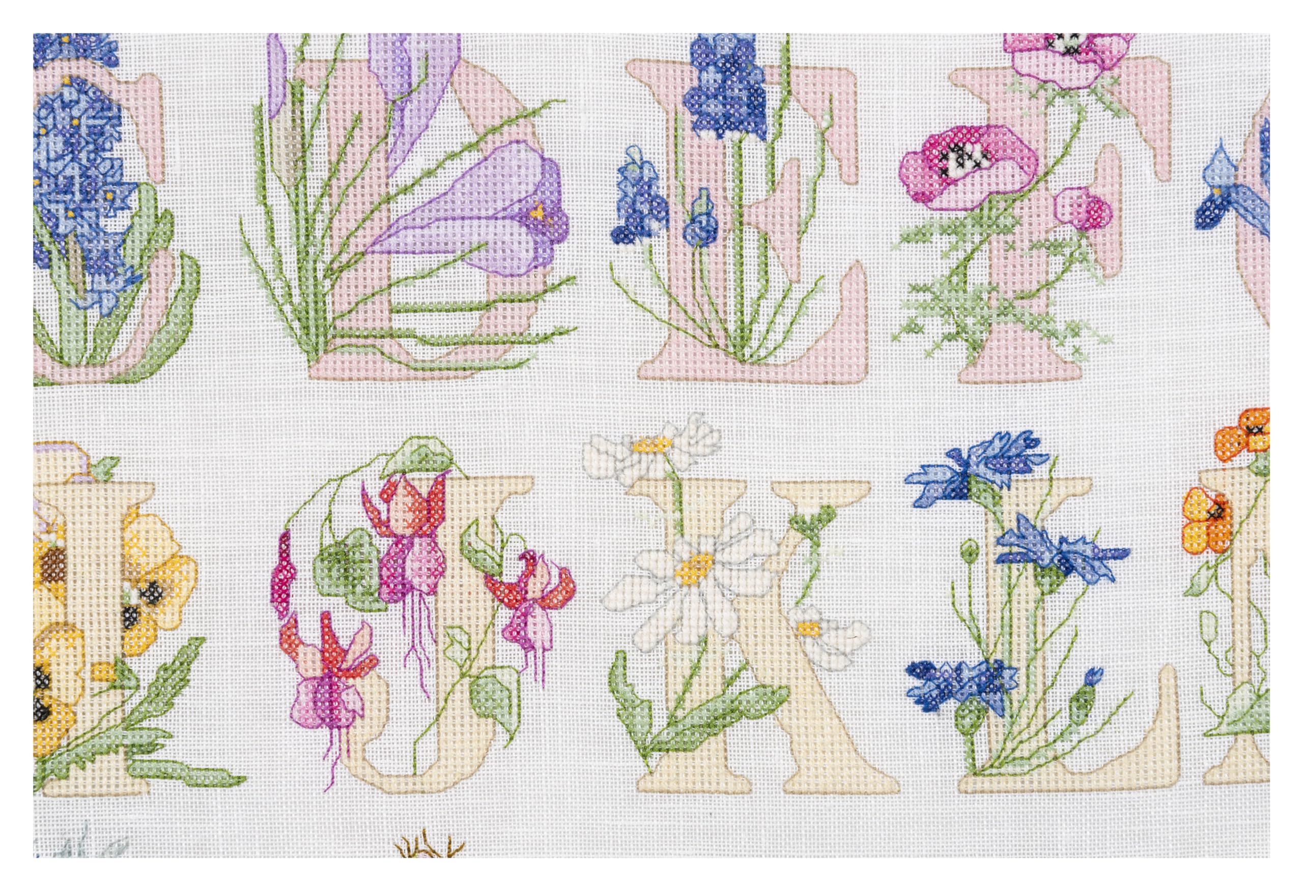 Thea Gouverneur - Kreuzstich-Set - Blumenalphabet - Aida - 16 Count - Für Erwachsene - 2025A