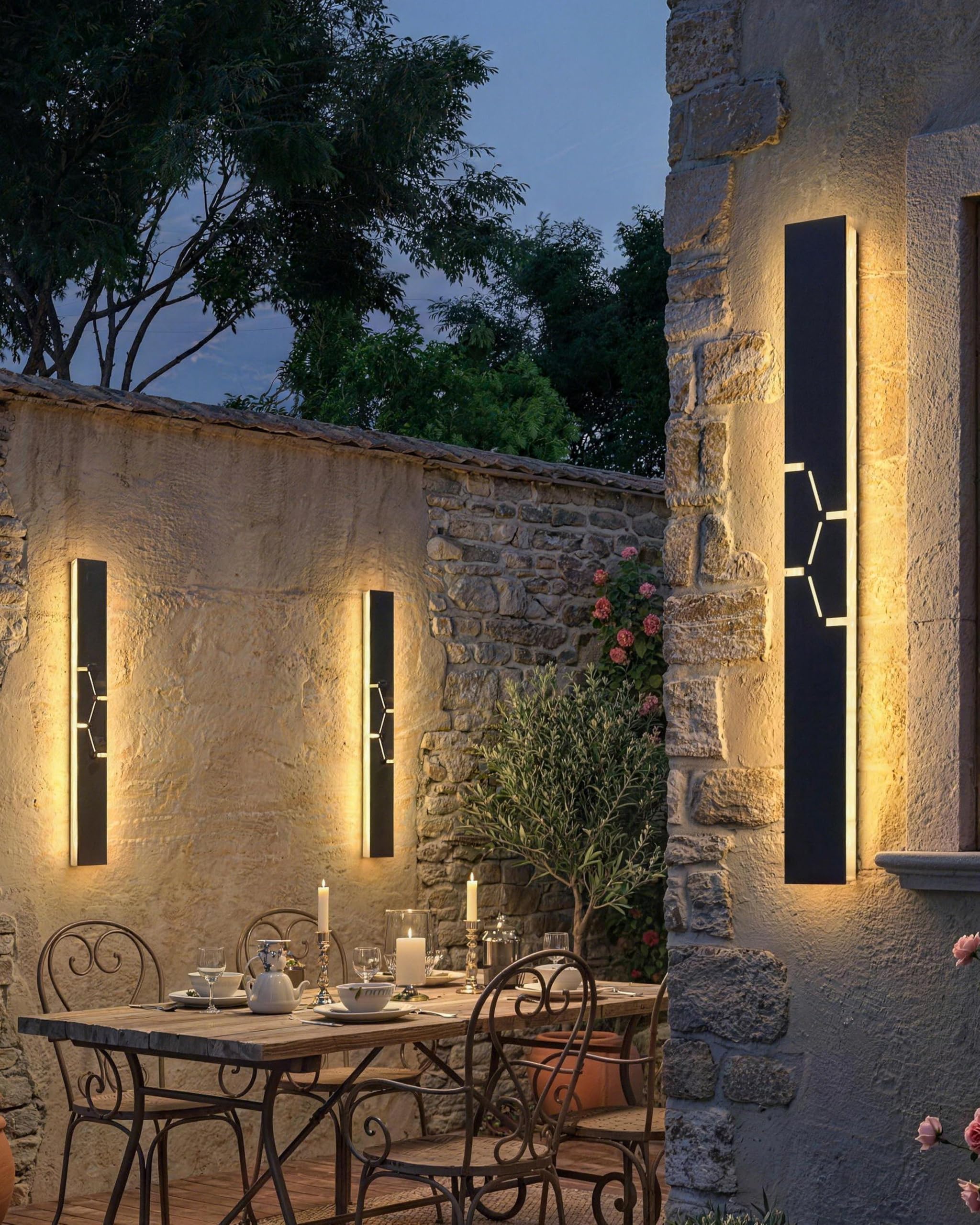 LED Applique da Parete Esterno/Interni, Nero IP65 Moderne Villa Lampada da Parete Esterno, Alluminio Esterne Parete per Giardini, Terrazze, Camere da letto, Salotti, 60 * 8CM/20W Luce Calda