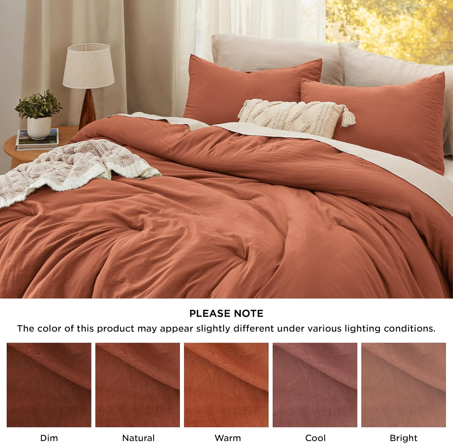 Bedsure King Comforter Set, Orange Soft Prewashed Bedding for All Seasons, 3 Pieces GentleSoft™ Bed Set, 1 Lightweight Comforter (104"x90") and 2 Pillowcases (20"x36") - Image 7