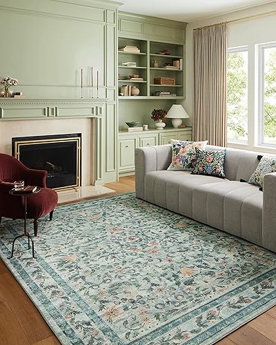 Loloi Rifle Paper Co. Courtyard Collection COU-03 Salvia 2 pies 3 pulgadas x 3 pies 9 pulgadas Alfombra decorativa con CloudPile