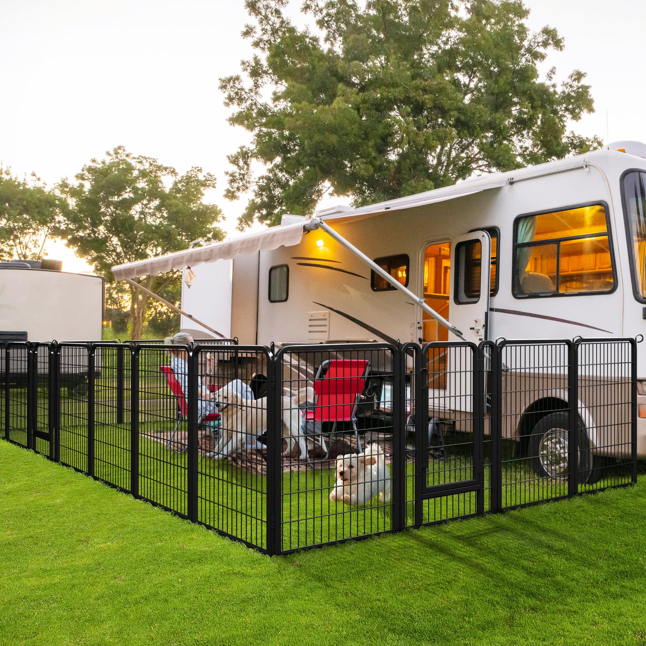 Yaheetech Welpenlaufstall 8-teilig 100cm hoch, Welpenauslauf mit Einteilige Verriegelung, Hundelaufstall mit Tragetasche & Befestigungsgurte, ideal für Hunde Wohnung & Garten, Einfache Montage
