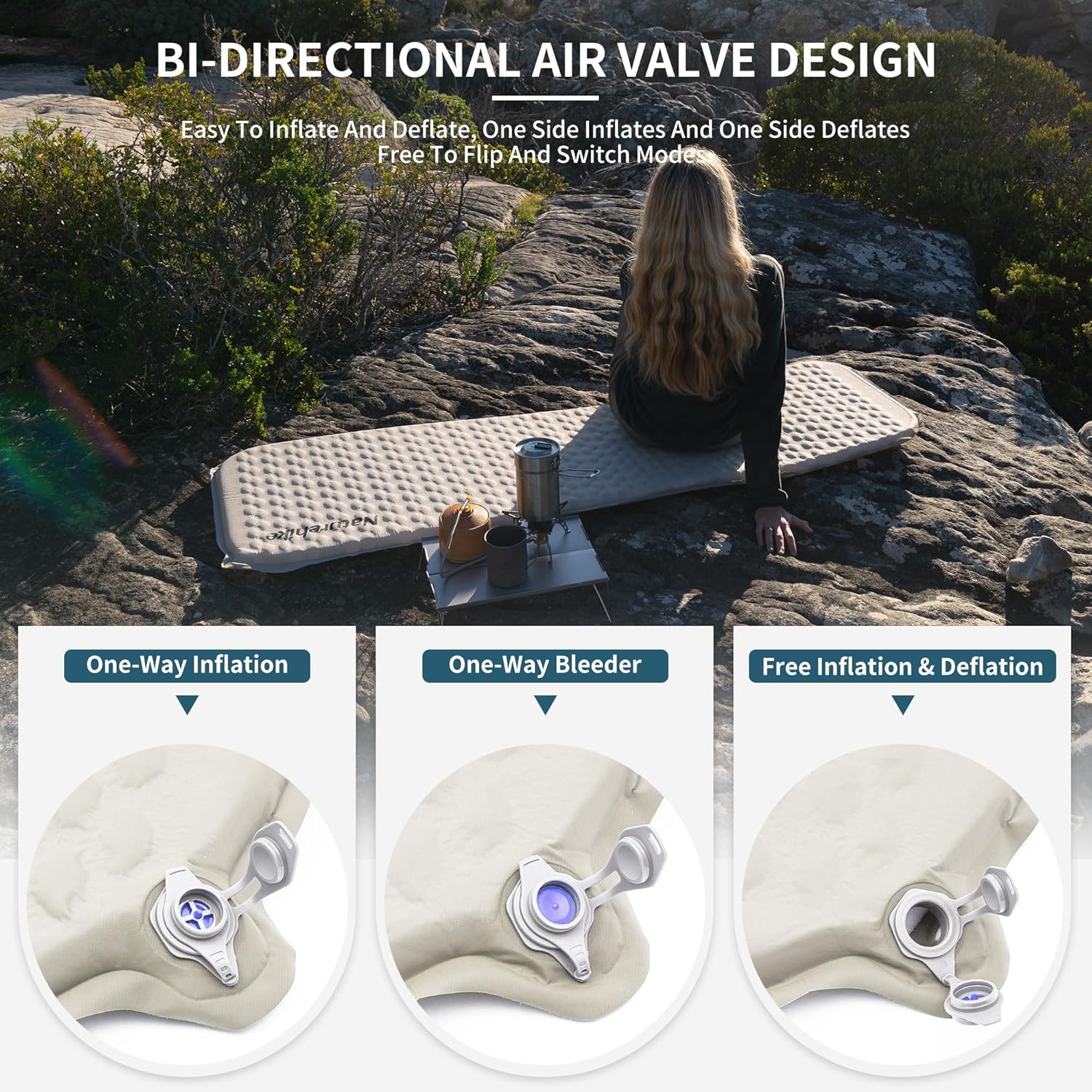 Naturehike Ultralight Self Inflating Sleeping Pad - 3.5cm, Waterproof Camping Mattress, Single Sleeping Air Mat for Backpacking, Hiking, Tenting Trips (Grey, Mummy, Standard) 5 913KFJkMI+L. AC SL1500