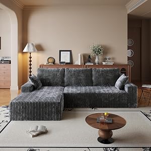 Cloud Sectional Couches for Living Room, Convertible Sofa with Throw Pillows, Modular Sectional Sofa with Deep Seat,No Assembly Required, Flexible (Gray, 108"+Left Facing Chaise)