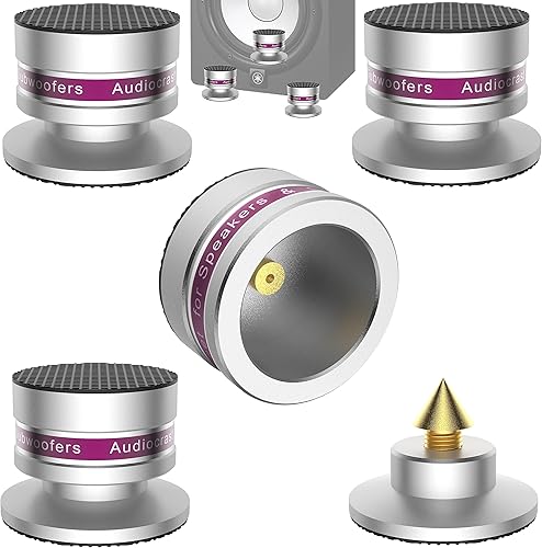 HiFi IF03S - Protectores de suelo de cono con picos de altavoz pies de soporte de aislamiento de aluminio ajustables almohadillas base