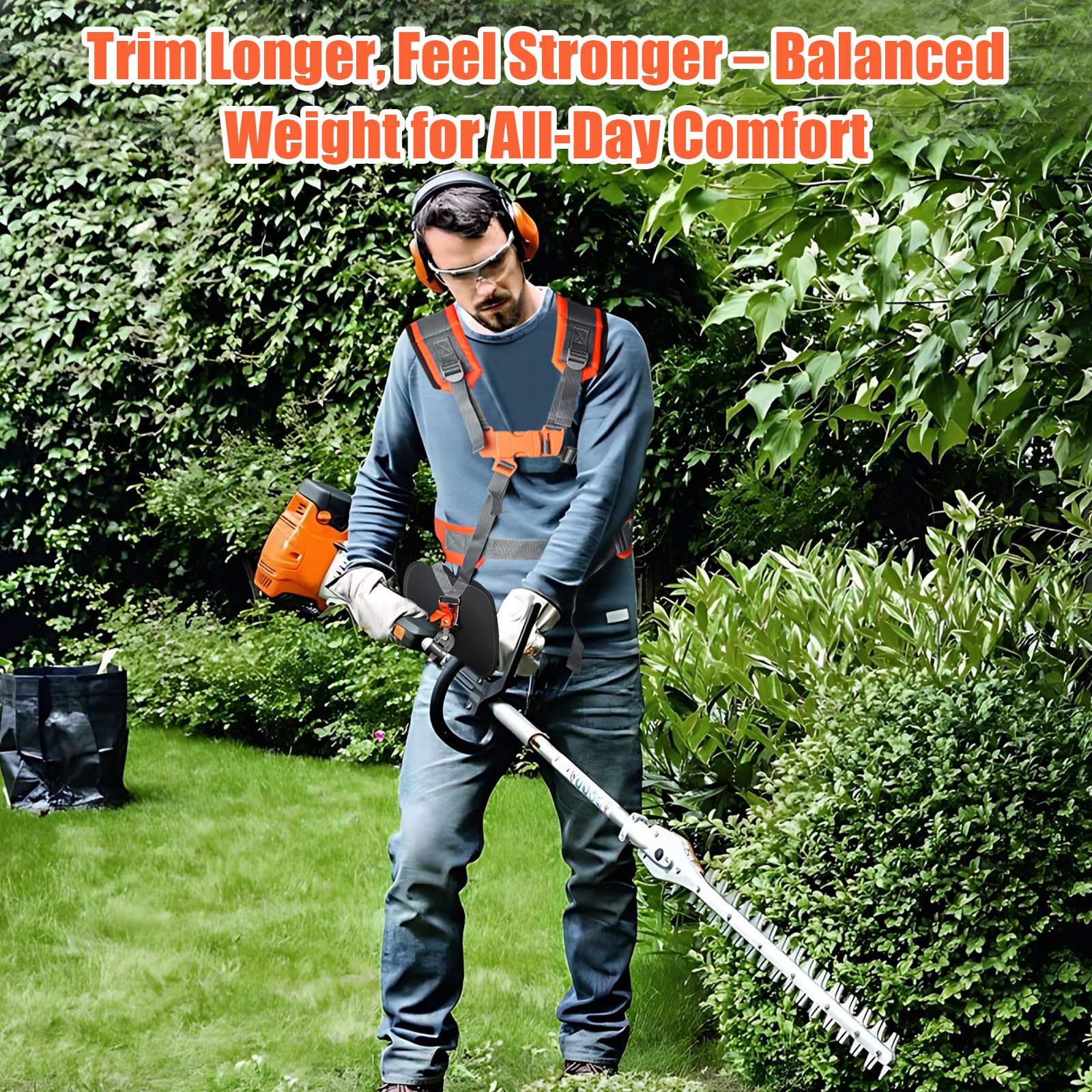Tragegurt Motorsense, Universal Schultergurt Freischneider, Doppelte Schulter Tragegurt Freischneider, Nylon Verstellbarer Tragegurt für Motorsense für Garten Gras Rasentrimmer (Grau)