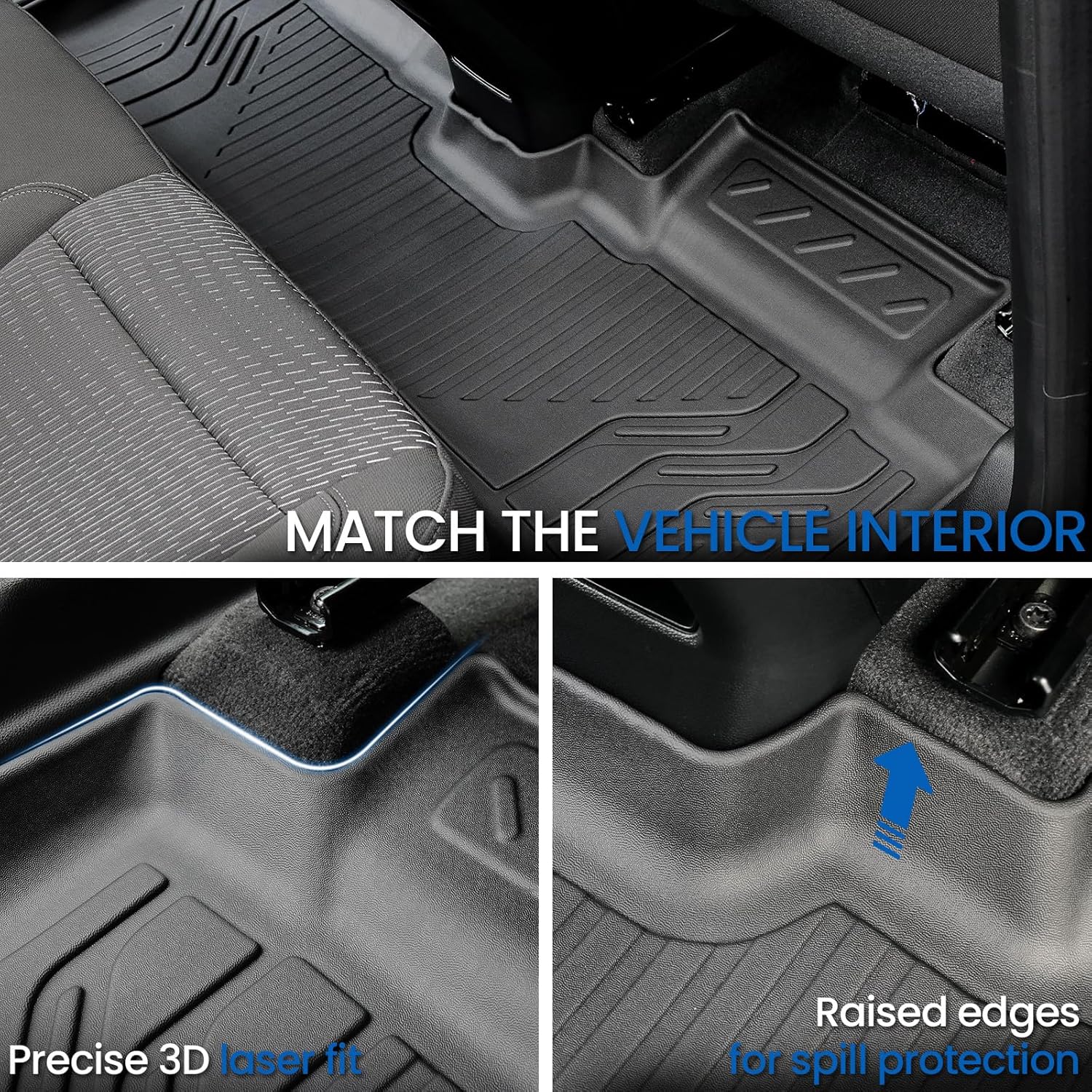 Floor Mats & Cargo Mat with Backrest Mat for 2025-2026 Chevy Equinox(Only Gas)/GMC Terrain, Door Sill Guards, All Weather TPE Car Floor Liners Trunk Mat Accessories for Chevrolet Equinox - Image 3